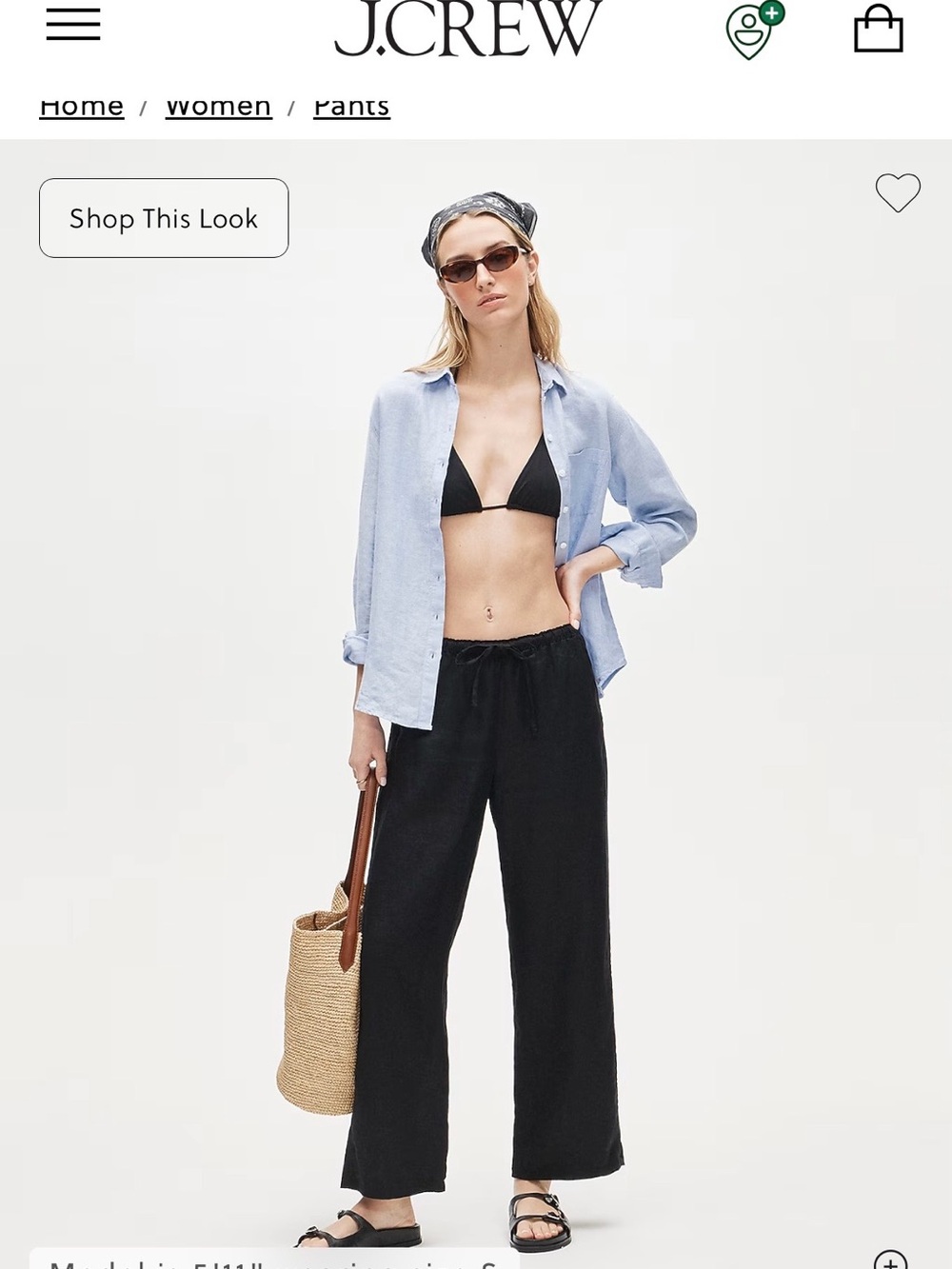 J. Crew Tall Soleil Linen Pants in Black